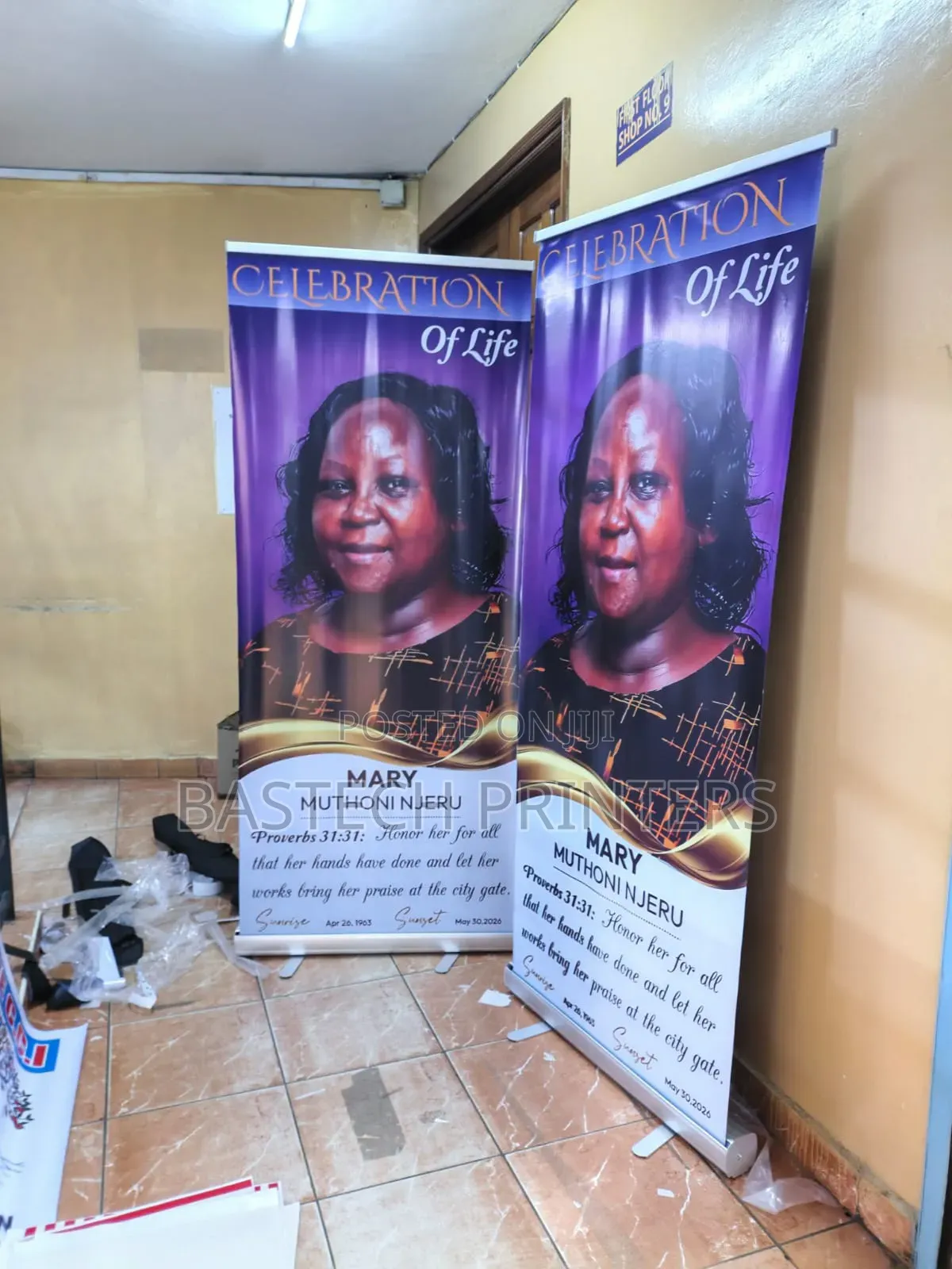 Funeral Narrow Base Roll Up Banner Printing – Elegant Memorial Display