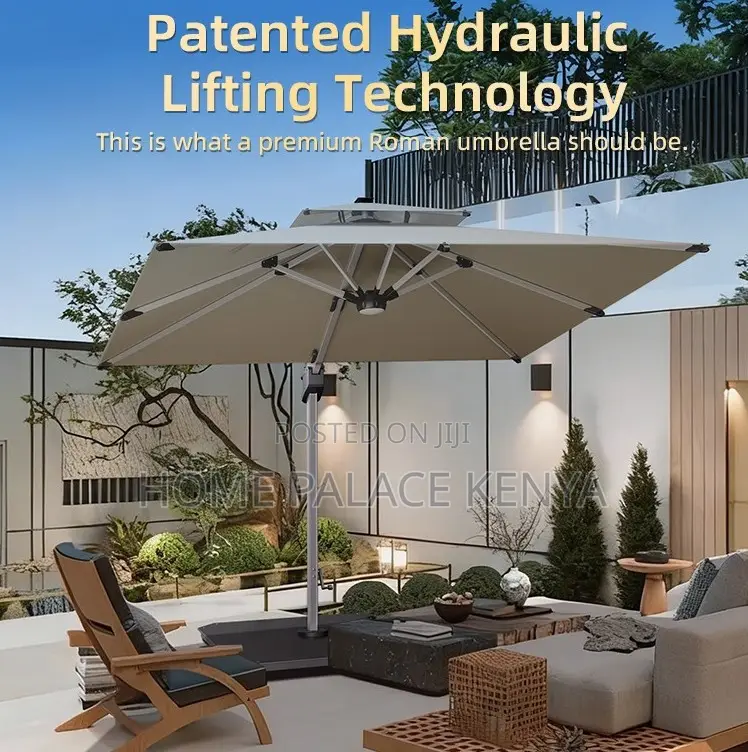 Garden Umbrella: 3x3m Waterproof Foldable Roman Sun Umbrella With Base