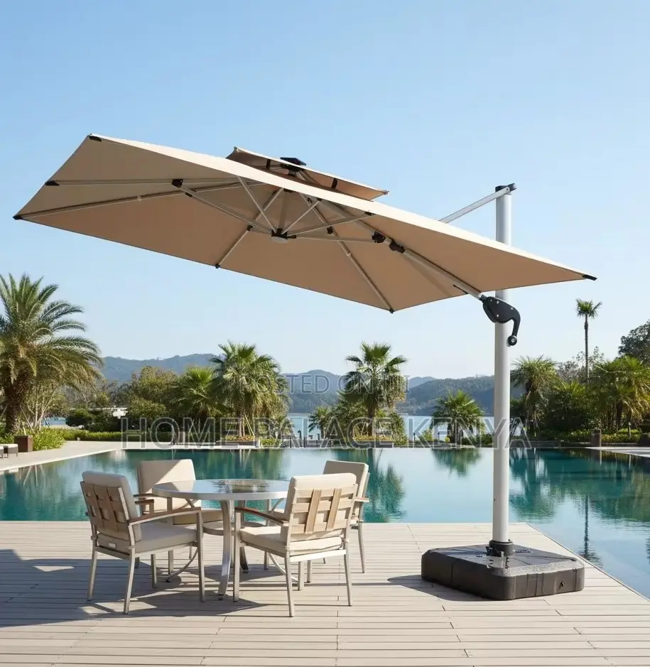 Garden Umbrella: 3x3m Waterproof Foldable Roman Sun Umbrella With Base