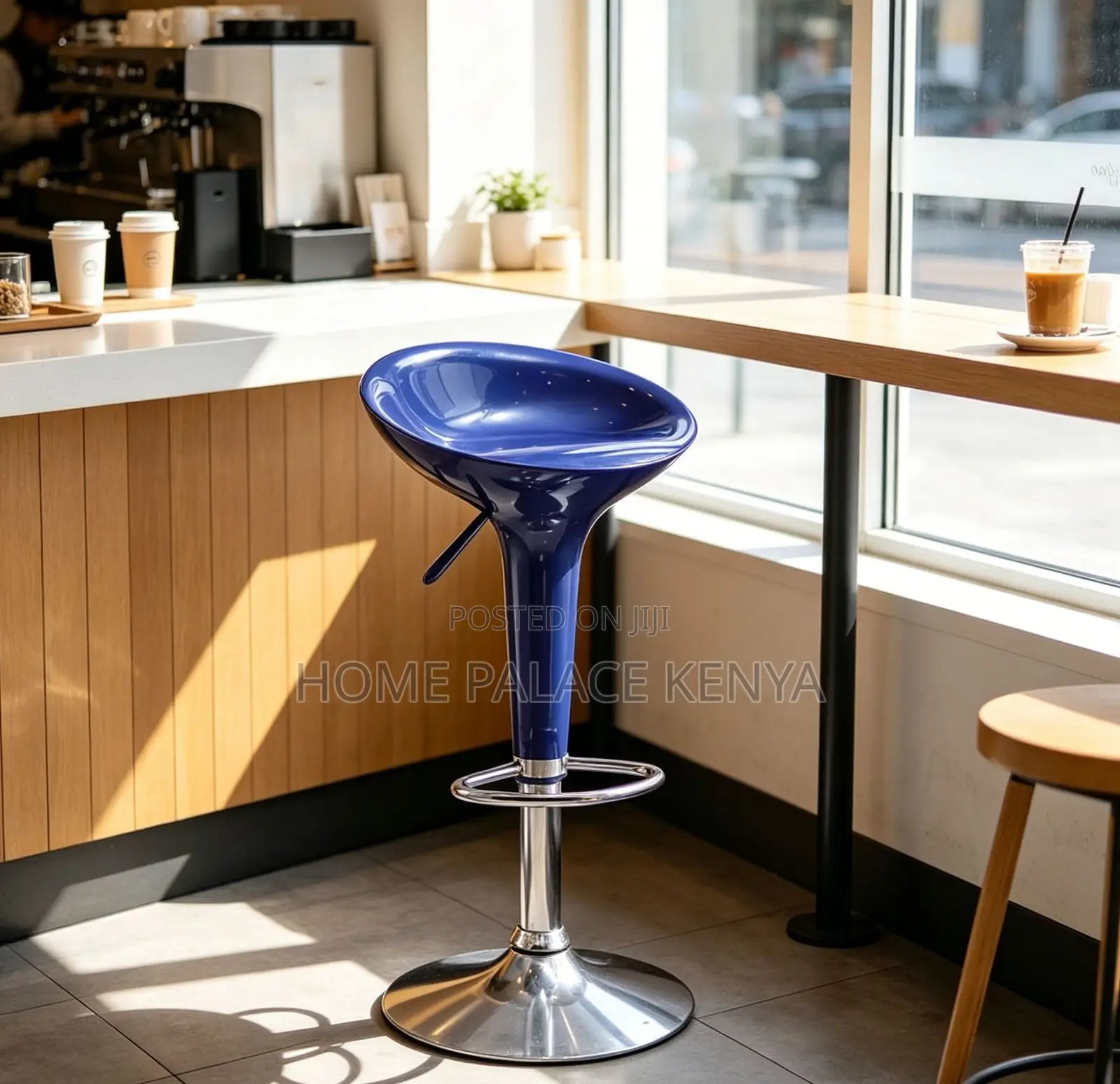 Counter Stool Blue Lift-Up High Stool Chair