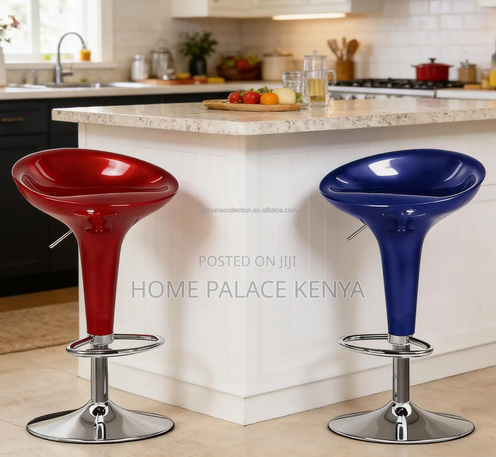 Counter Stool Blue Lift-Up High Stool Chair