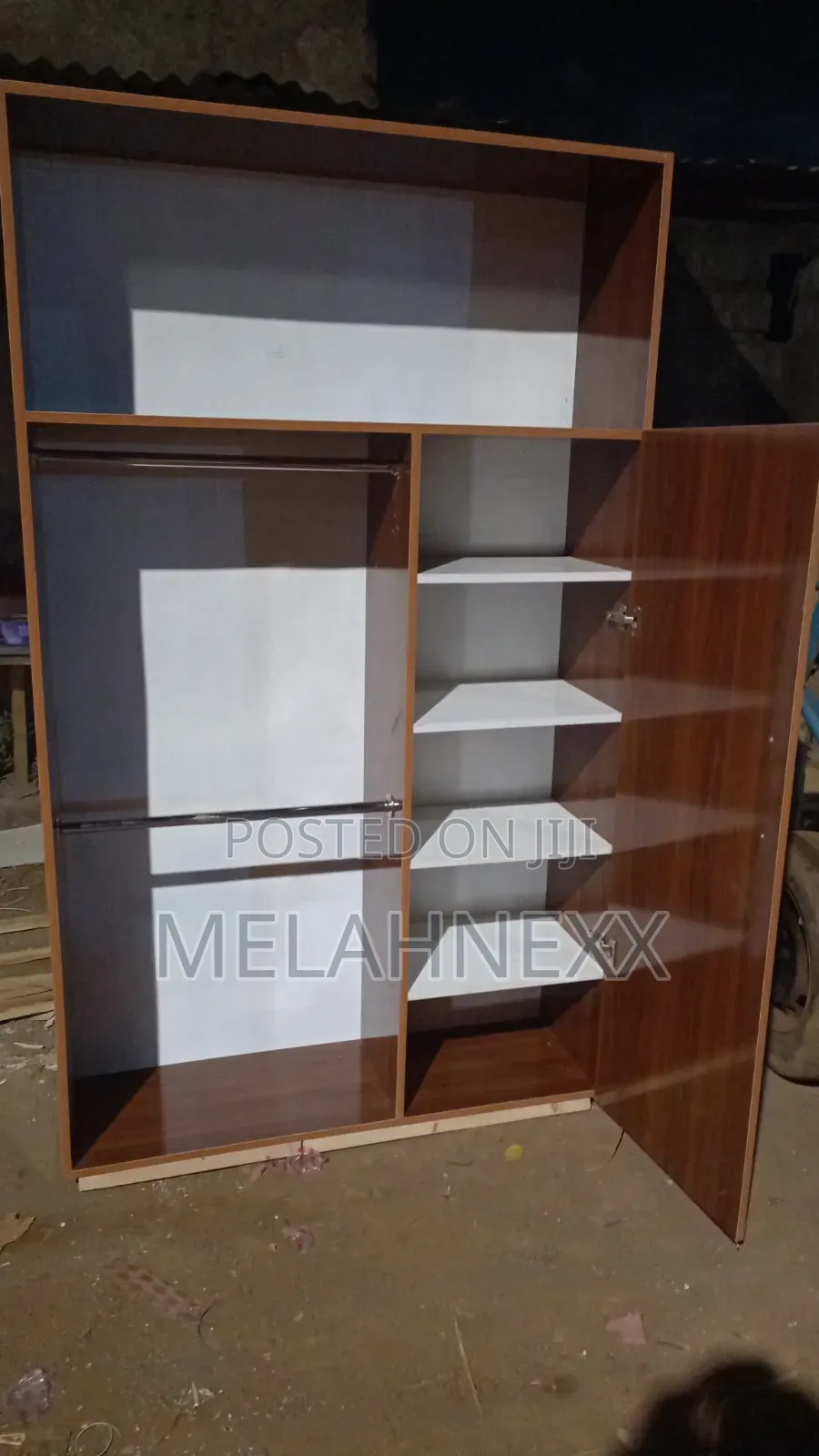 Dark Walnut Combined White Stand Alone Wardrobe