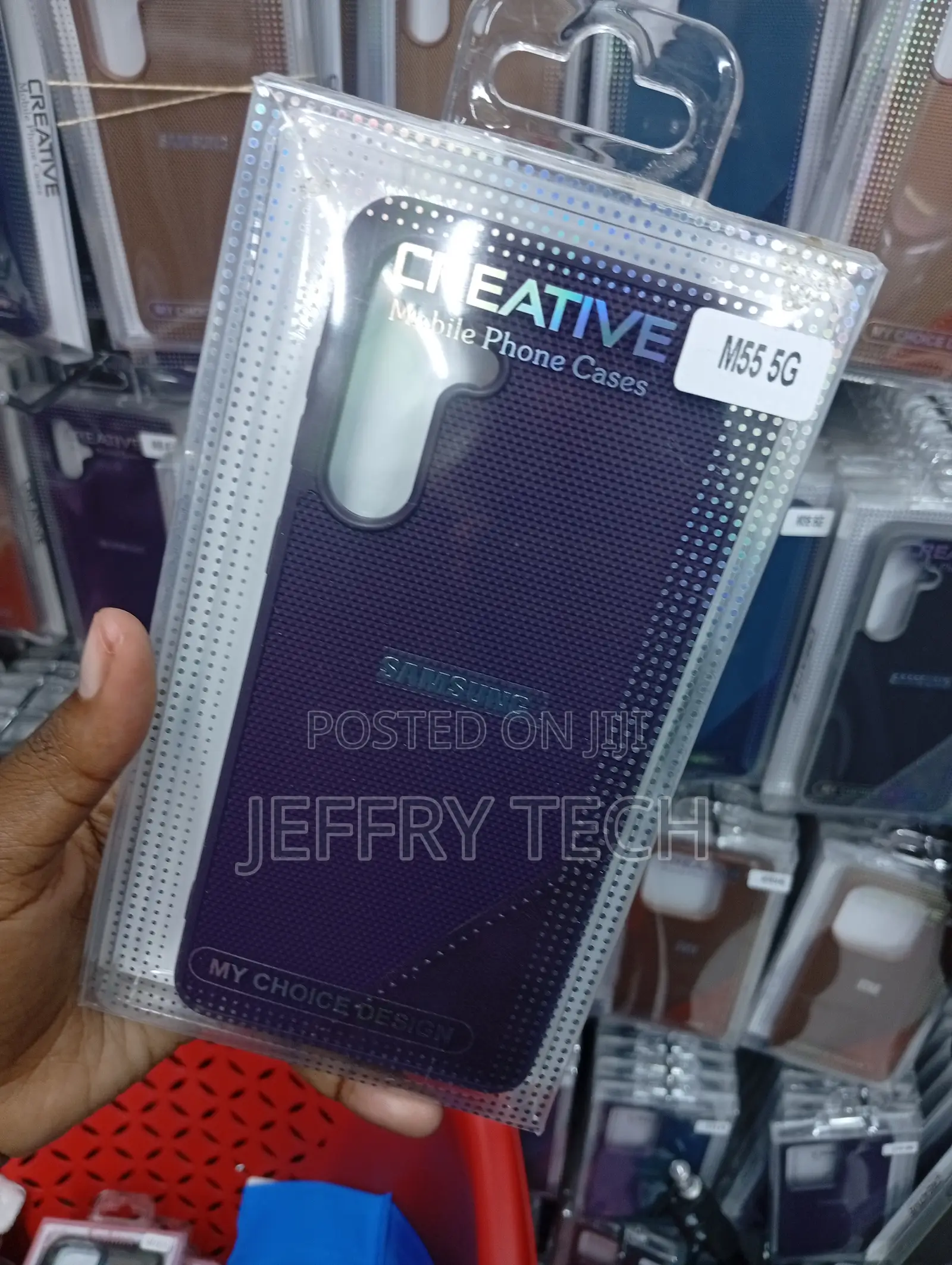 Samsung Galaxy M55 "Litchi" Leather Style Design in Navy Blue Cover