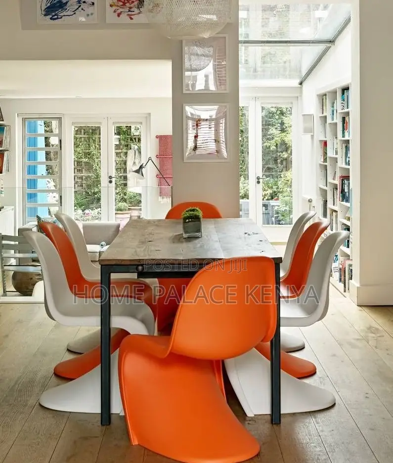 Panton Chair: Orange Stackable Thickened Plastic Stool for Home Use