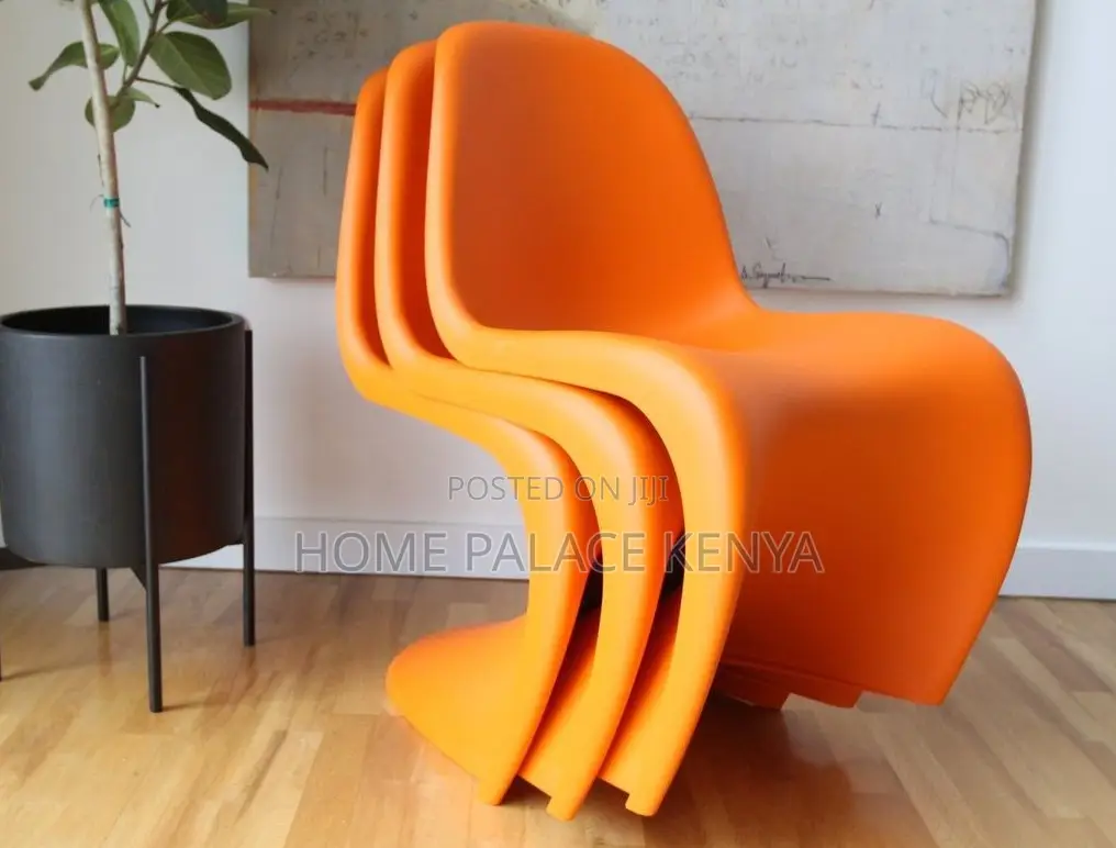 Panton Chair: Orange Stackable Thickened Plastic Stool for Home Use