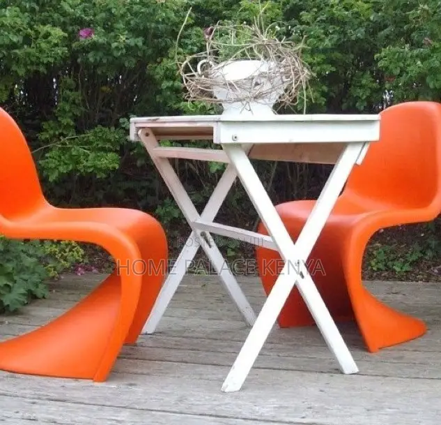 Panton Chair: Orange Stackable Thickened Plastic Stool for Home Use