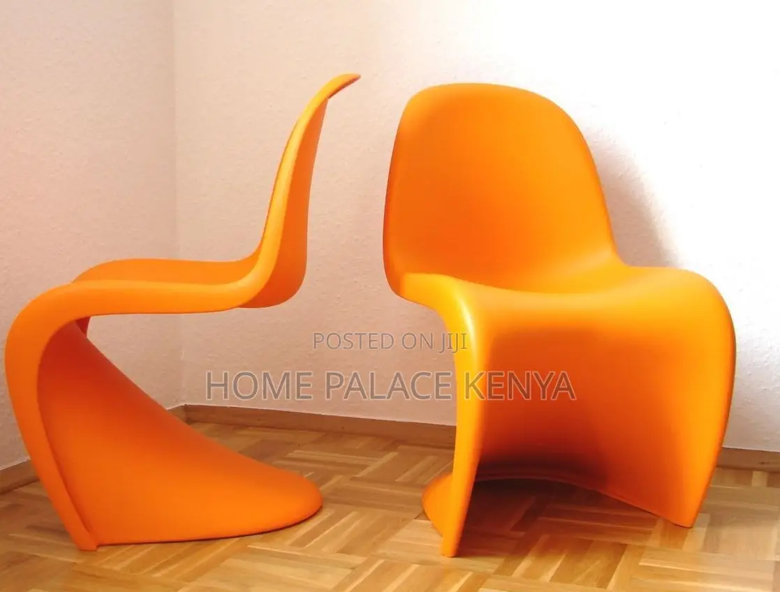 Panton Chair: Orange Stackable Thickened Plastic Stool for Home Use