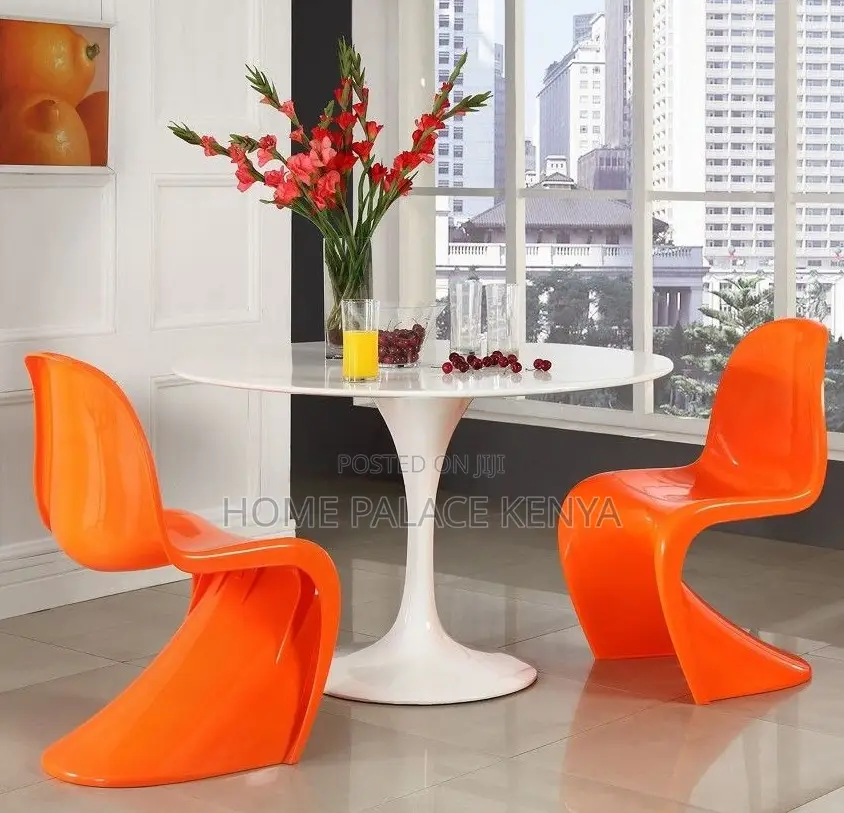 Panton Chair: Orange Stackable Thickened Plastic Stool for Home Use
