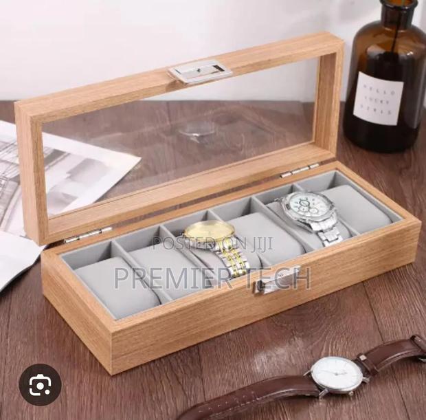 Elegant Bamboo 6 Watch Organizer Box - thumbnail 2