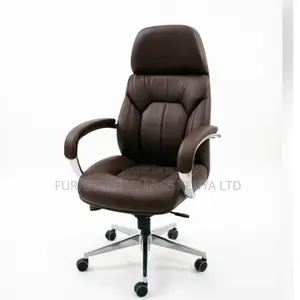 Brown Leather Swivel Executive Seat.