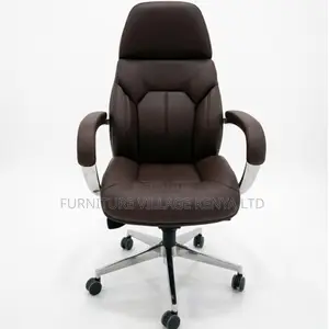 Brown Leather Swivel Executive Seat.