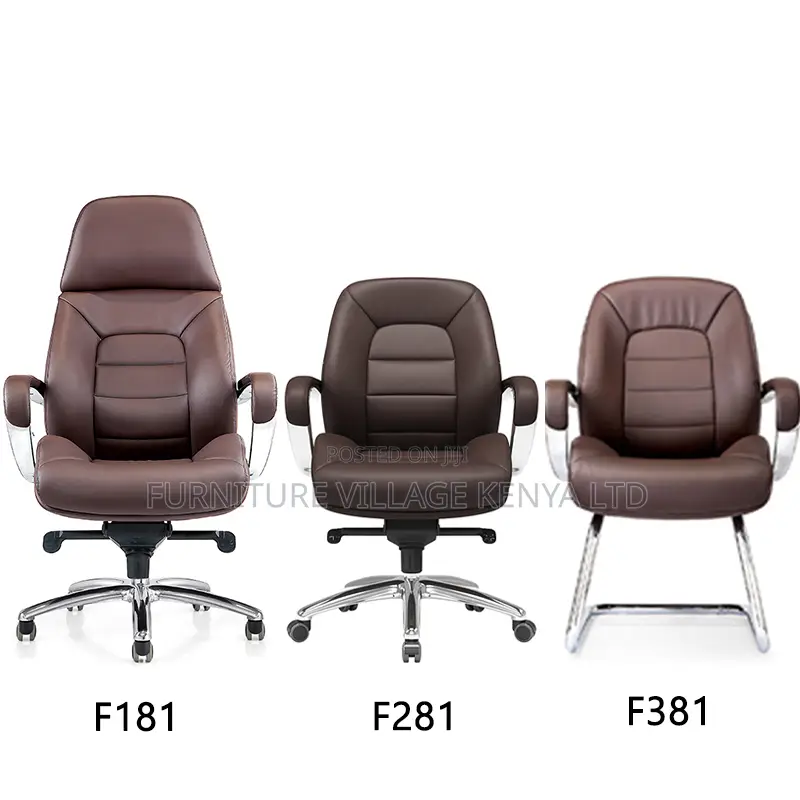 Brown Leather Swivel Executive Seat.