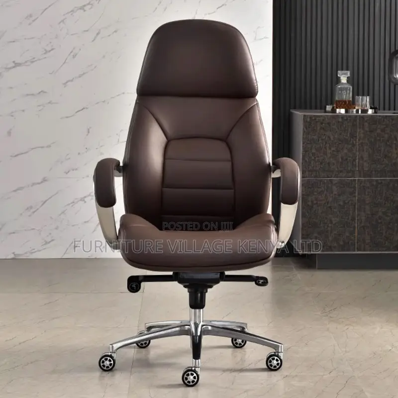 Brown Leather Swivel Executive Seat.