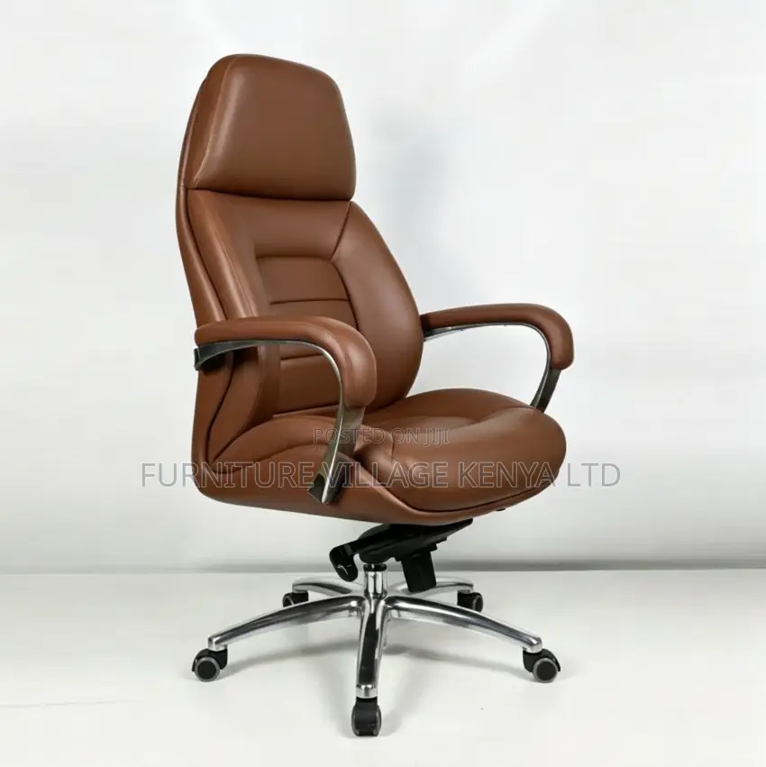 Brown Leather Swivel Executive Seat.