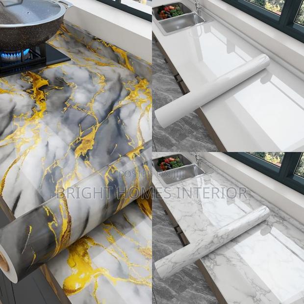 Water Proof Peel and Stick Marble Kitchen Cabinets Contact Paper