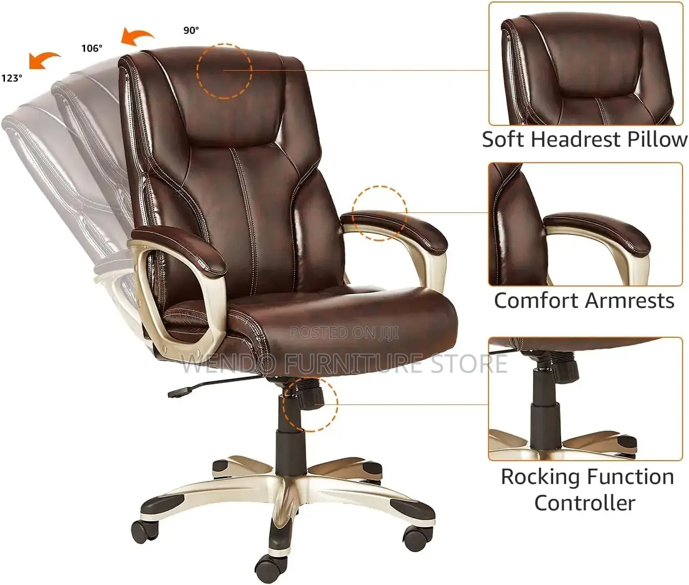 Office Chairs; Leather Executive Managers Adjustable Office Chairs