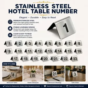Stainless Steel Hotel Table Numbers (1–23)