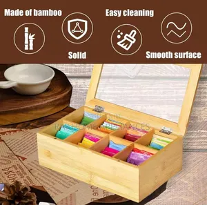 8 Slots Bamboo Wooden Teabag Organiser