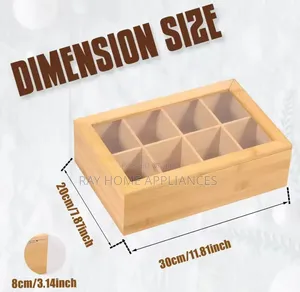 8 Slots Bamboo Wooden Teabag Organiser