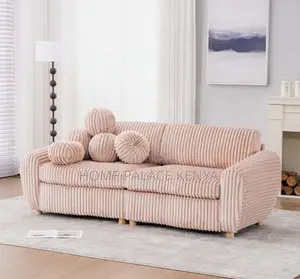 Loveseat: Linen Fabric 2-Seater Loveseat With High-Density Cushioning