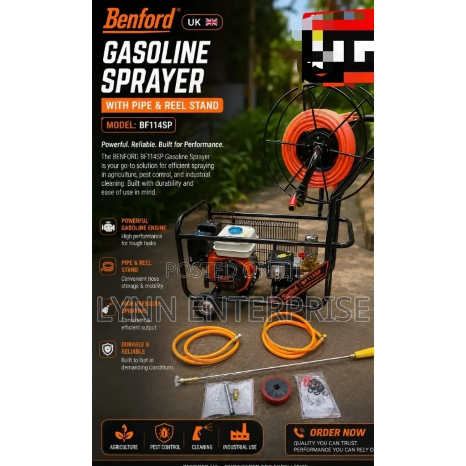 Benford Uk Gasoline Sprayer With Pipe and Reel Stand