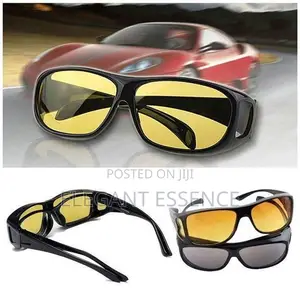 2pcs Set Dark Coloured Anti Glare Night Vision Driver Goggles