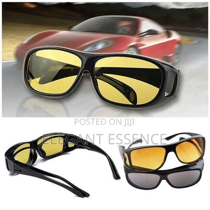 2pcs Set Dark Coloured Anti Glare Night Vision Driver Goggles