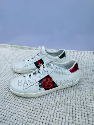 Authentic Gucci Ace White Leather Sneakers With Embroidery
