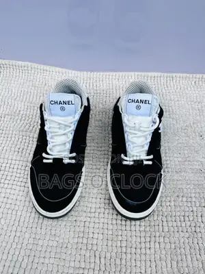 Authentic Chanel Cc Logo Black and White Low-Top Sneakers