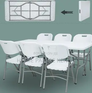 Outdoor Set Portable Folding Table With 6 Plastic Chairs