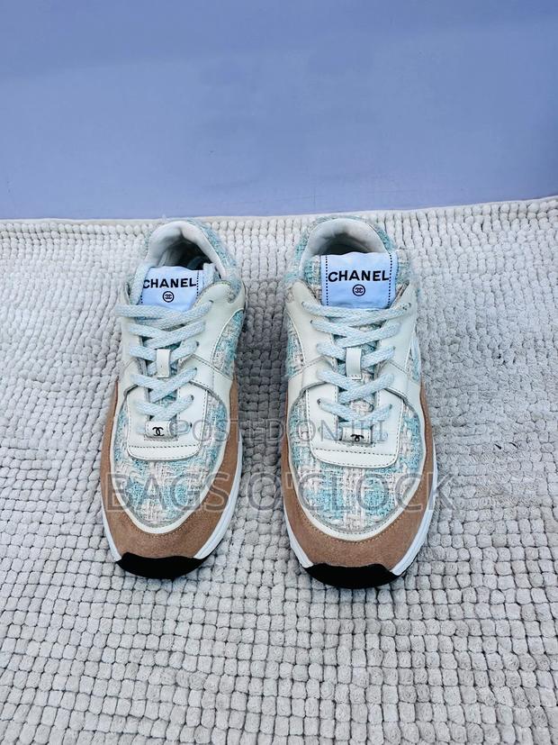 Chanel Mint Cream Tweed Cc Sneakers - Women’S Luxury Trainers