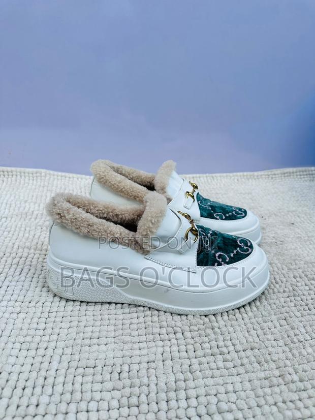 Premium Women's Gucci Style Fur-Lined Platform Loafers
