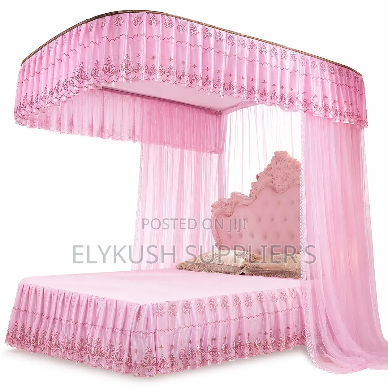 Elegant Pink Lace 2stand Mosquito Net Design