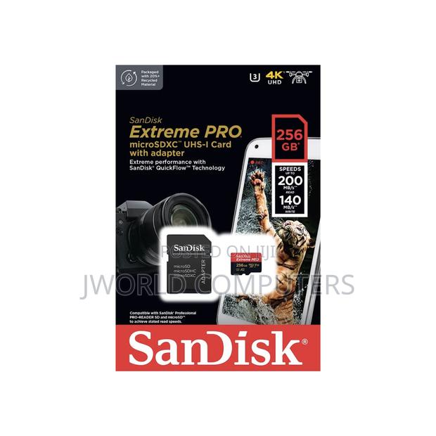 Sandisk 256gb Extreme Pro 200mb/S Micro Sd Card With Adaptor