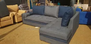 Grey L-Shaped Fabric Sofa 5-Seater
