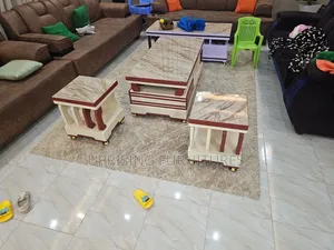 Spider Coffee Table Cream Chocolate Marble Top Brown