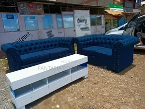 Blue Chesterfield Sofa 3 Seater Set