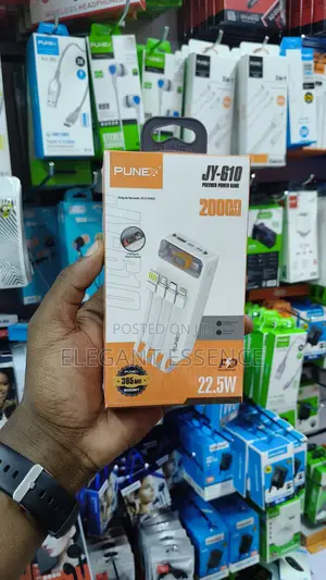 20000mah Fast Charging Power Bank Led Display, Built-in Cables – White