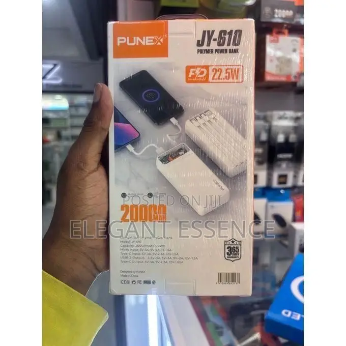 20000mah Fast Charging Power Bank Led Display, Built-in Cables – White