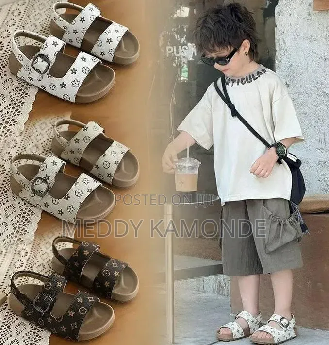 White Brown Boys Sandals Open Shoes