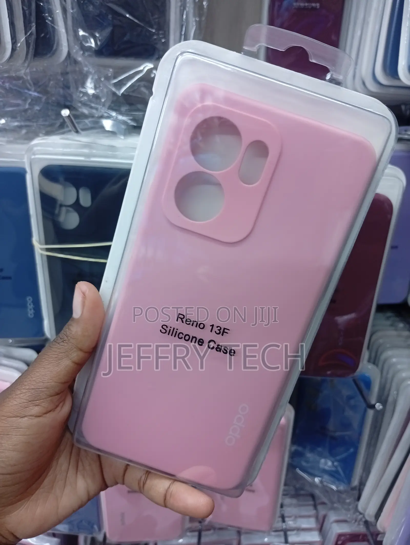 Reno 13f in a Light Pink , Impact-Absorbing Soft Silicone Cover