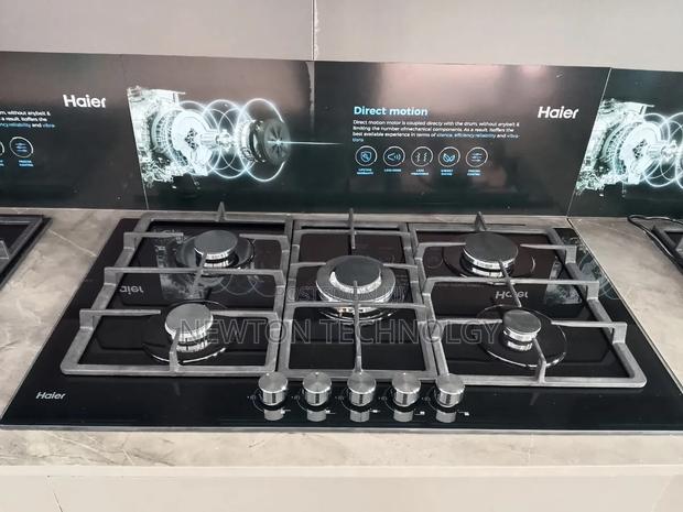 Haier 5-Burner Built-in Cooker Premium 90cm Black Glass Gas