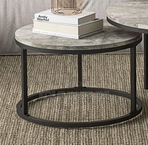 Coffee Table; Marble Round Home Office Coffee Table - thumbnail 2
