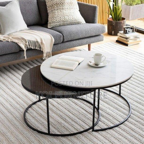 Coffee Table; Marble Round Home Office Coffee Table - thumbnail 3