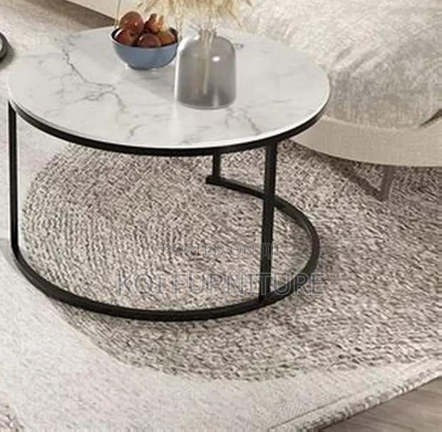 Coffee Table; Marble Round Home Office Coffee Table - thumbnail 4