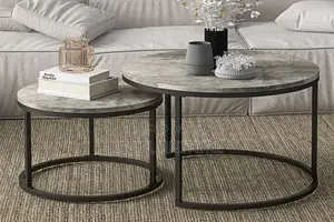 Coffee Table; Marble Round Home Office Coffee Table