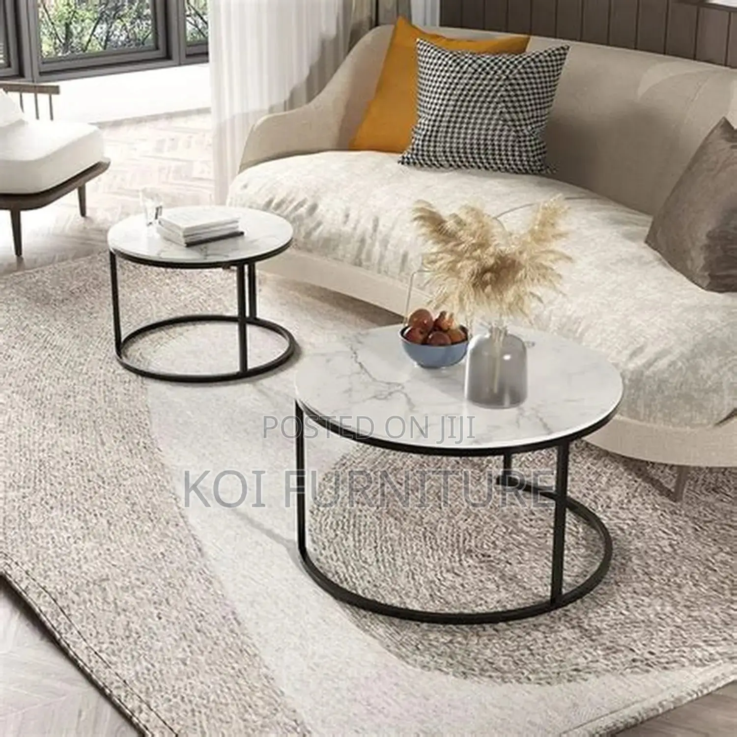 Coffee Table; Marble Round Home Office Coffee Table