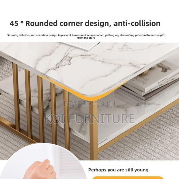 Coffee Table; Marble Home Living Room Table With Smooth Surface - thumbnail 2
