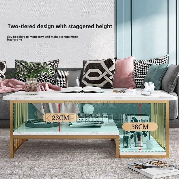 Coffee Table; Marble Home Living Room Table With Smooth Surface - thumbnail 5