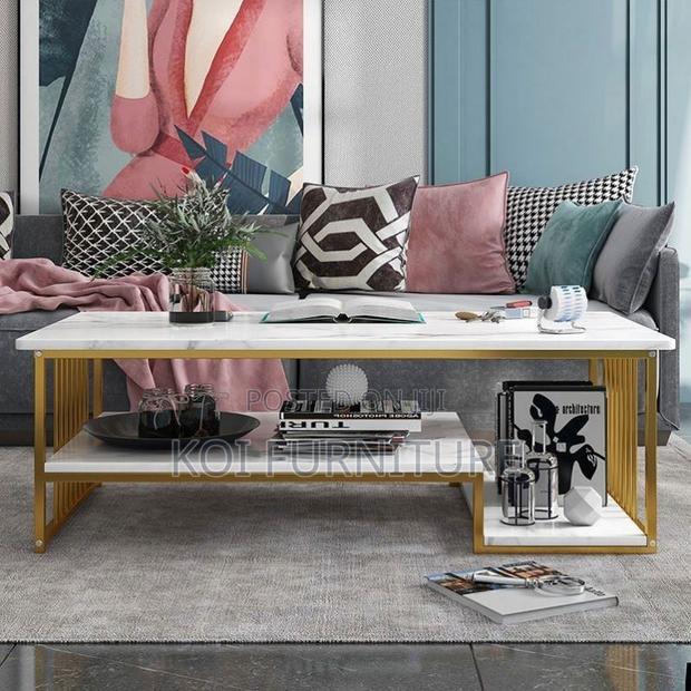 Coffee Table; Marble Home Living Room Table With Smooth Surface - thumbnail 6